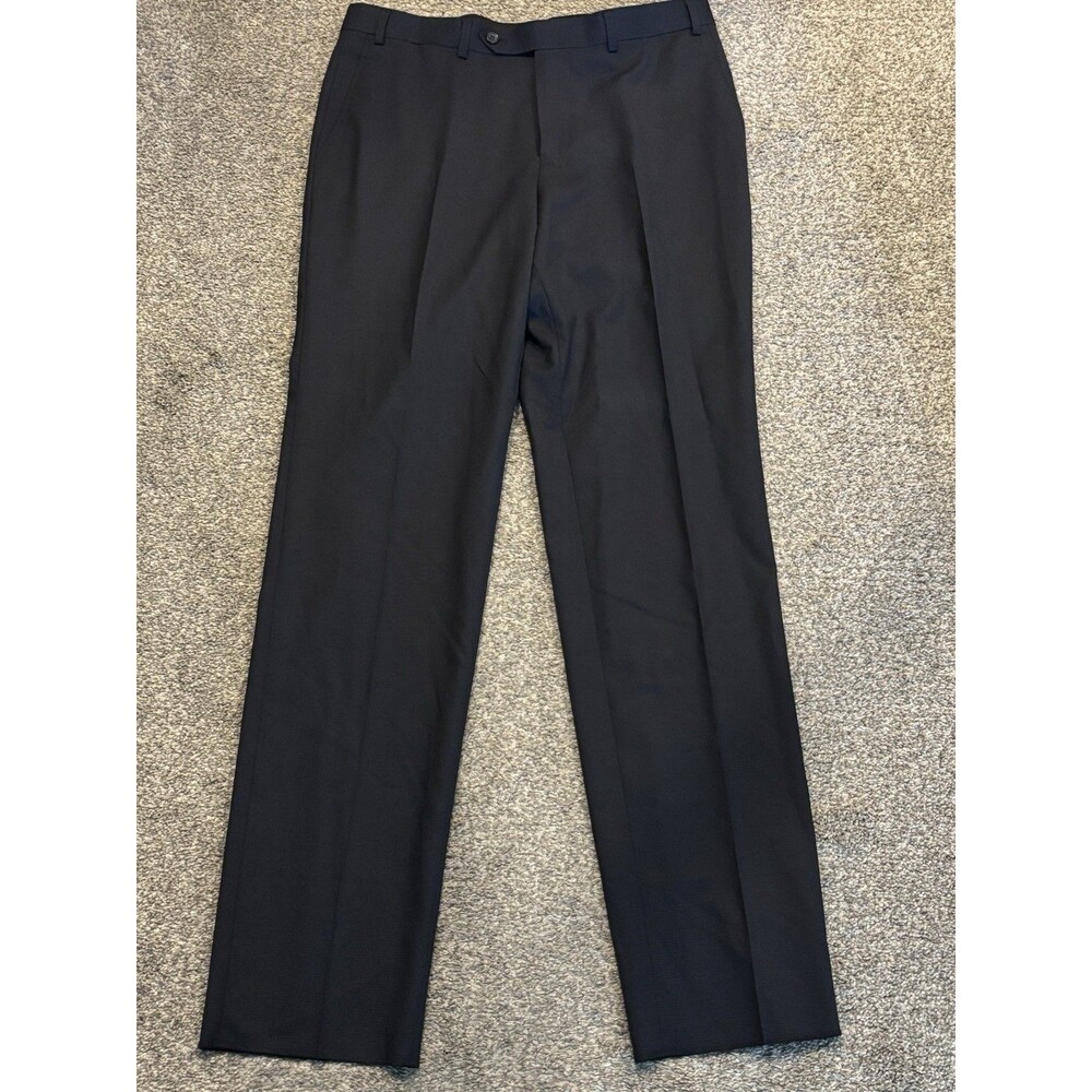 Sartoria Tosi Wool Pants 34x34 Hand Made Italy Trousers 34R Super 150'S Blue